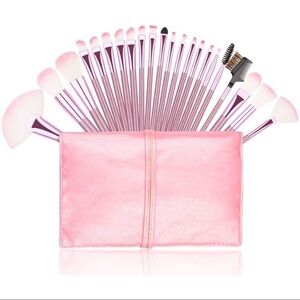 New - 22Pcs Premium, Soft Bristles Pink Makeup Brush Set With Case